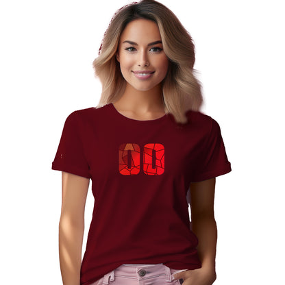 00 Number Women T-Shirt (Maroon) | Stylish Numeric Graphic Tee