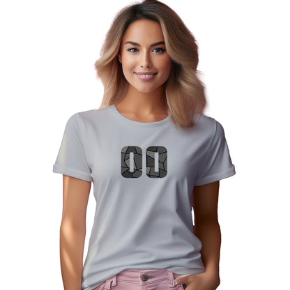 00 Number Women T-Shirt (Melange Grey) | Stylish Numeric Graphic Tee