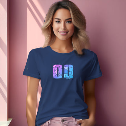 00 Number Women T-Shirt (Navy Blue) | Stylish Numeric Graphic Tee