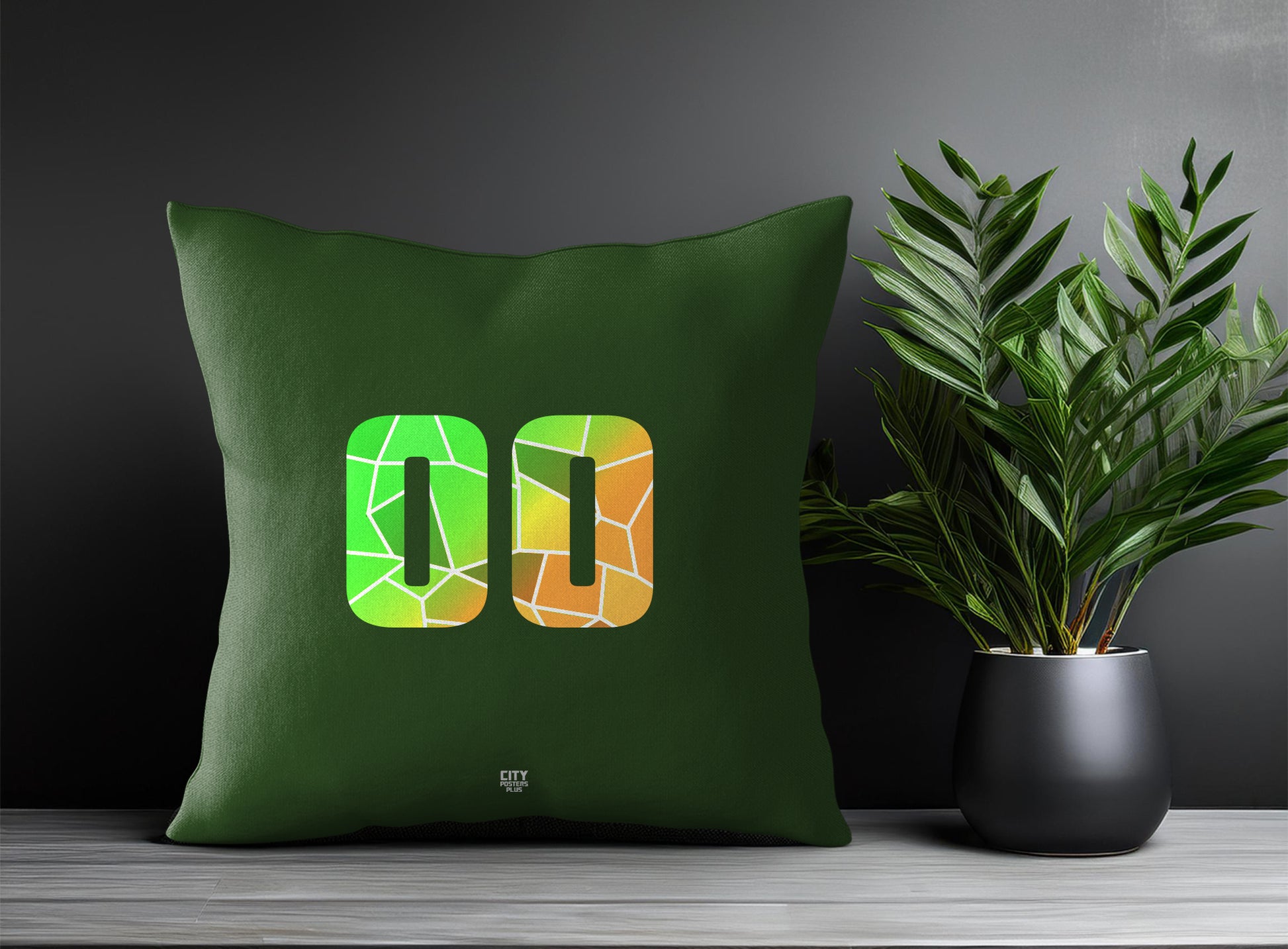00 Number Pillow Case and Pillow Throw (Olive Green)