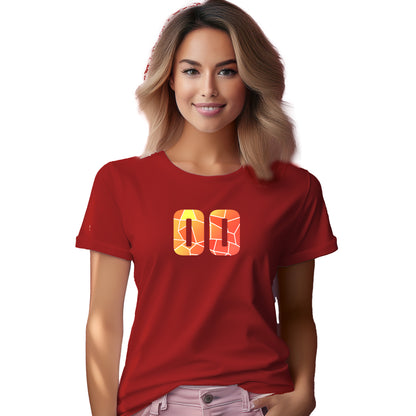 00 Number Women T-Shirt (Red) | Stylish Numeric Graphic Tee
