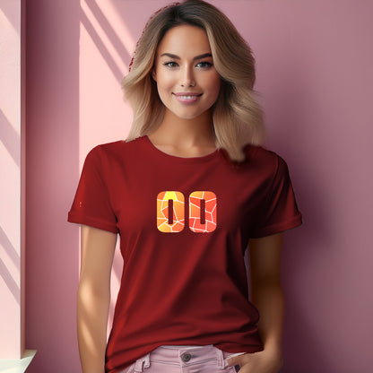 00 Number Women T-Shirt (Red) | Stylish Numeric Graphic Tee