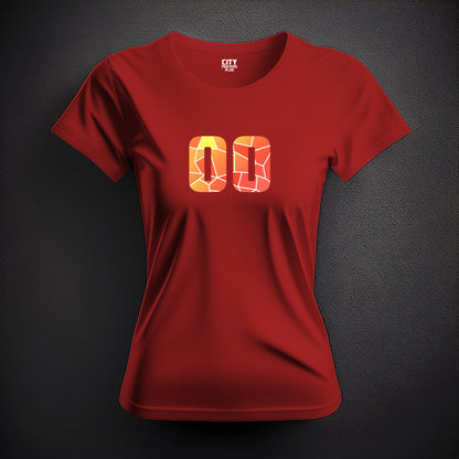 00 Number Women T-Shirt (Red) | Stylish Numeric Graphic Tee