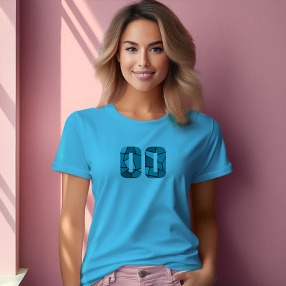 00 Number Women T-Shirt (Sky Blue) | Stylish Numeric Graphic Tee