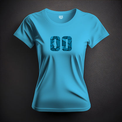 00 Number Women T-Shirt (Sky Blue) | Stylish Numeric Graphic Tee