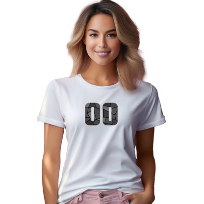 00 Number Women T-Shirt (White) | Stylish Numeric Graphic Tee