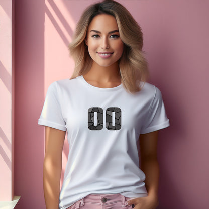00 Number Women T-Shirt (White) | Stylish Numeric Graphic Tee