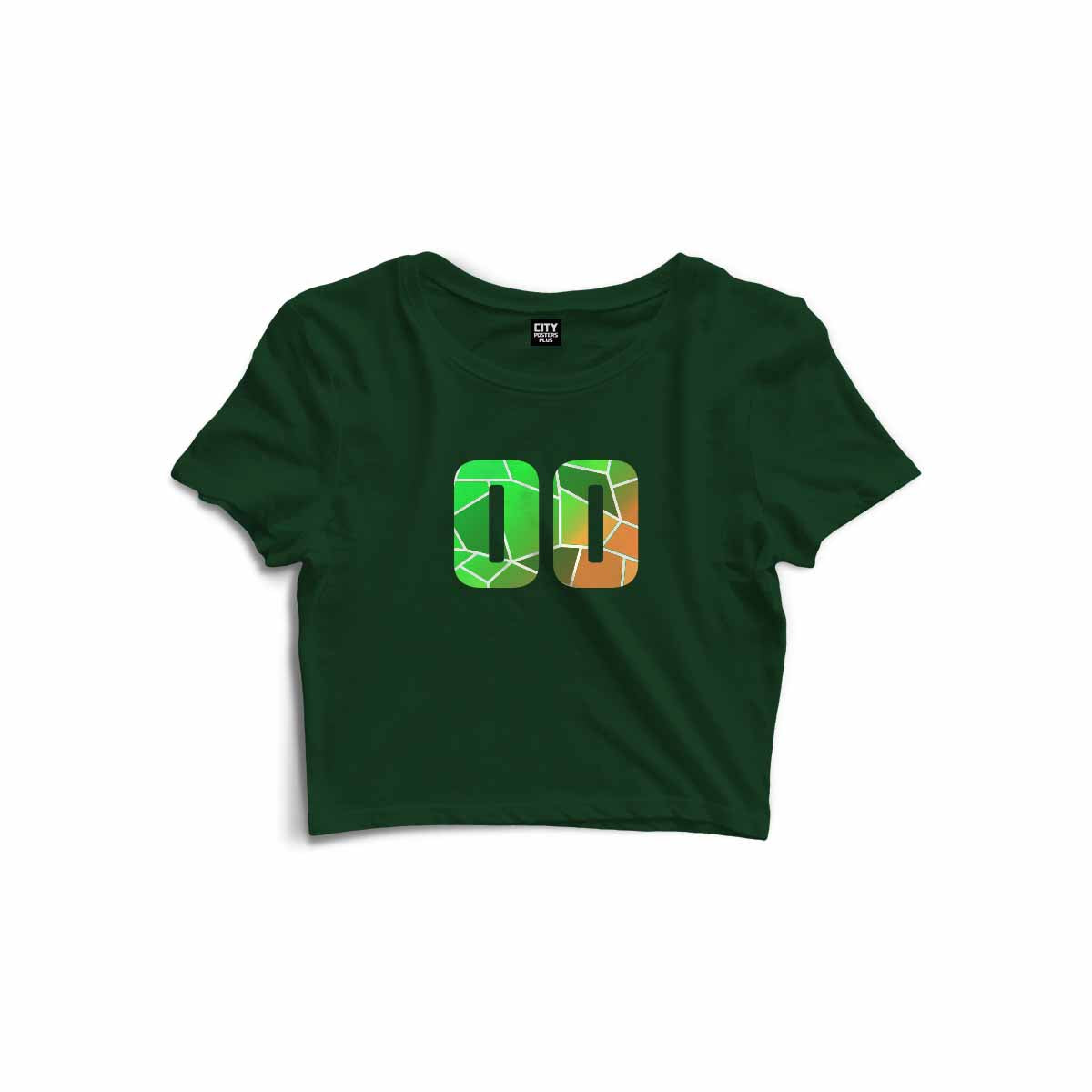 00 Number Women Crop Top (Olive Green)