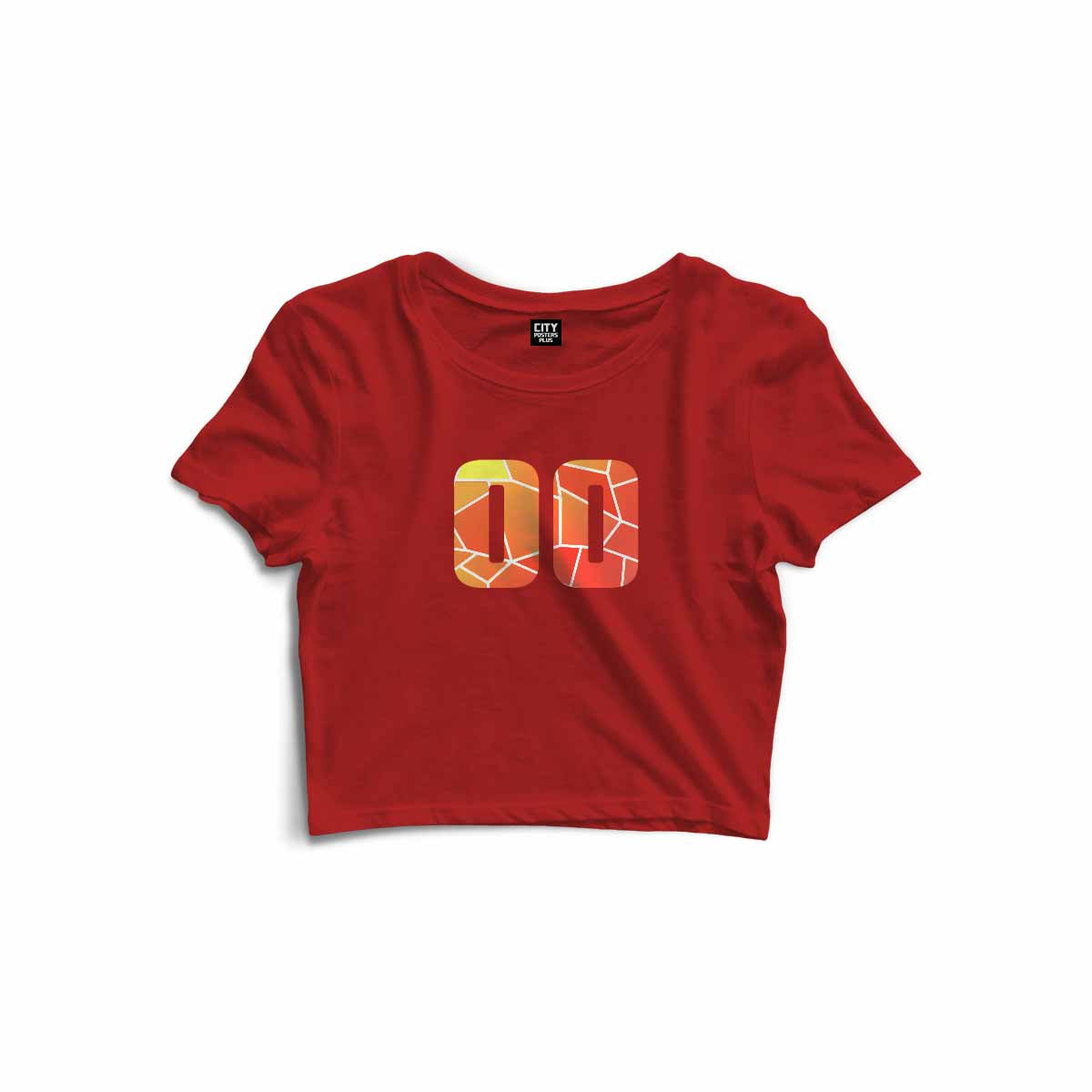 00 Number Women Crop Top (Red)