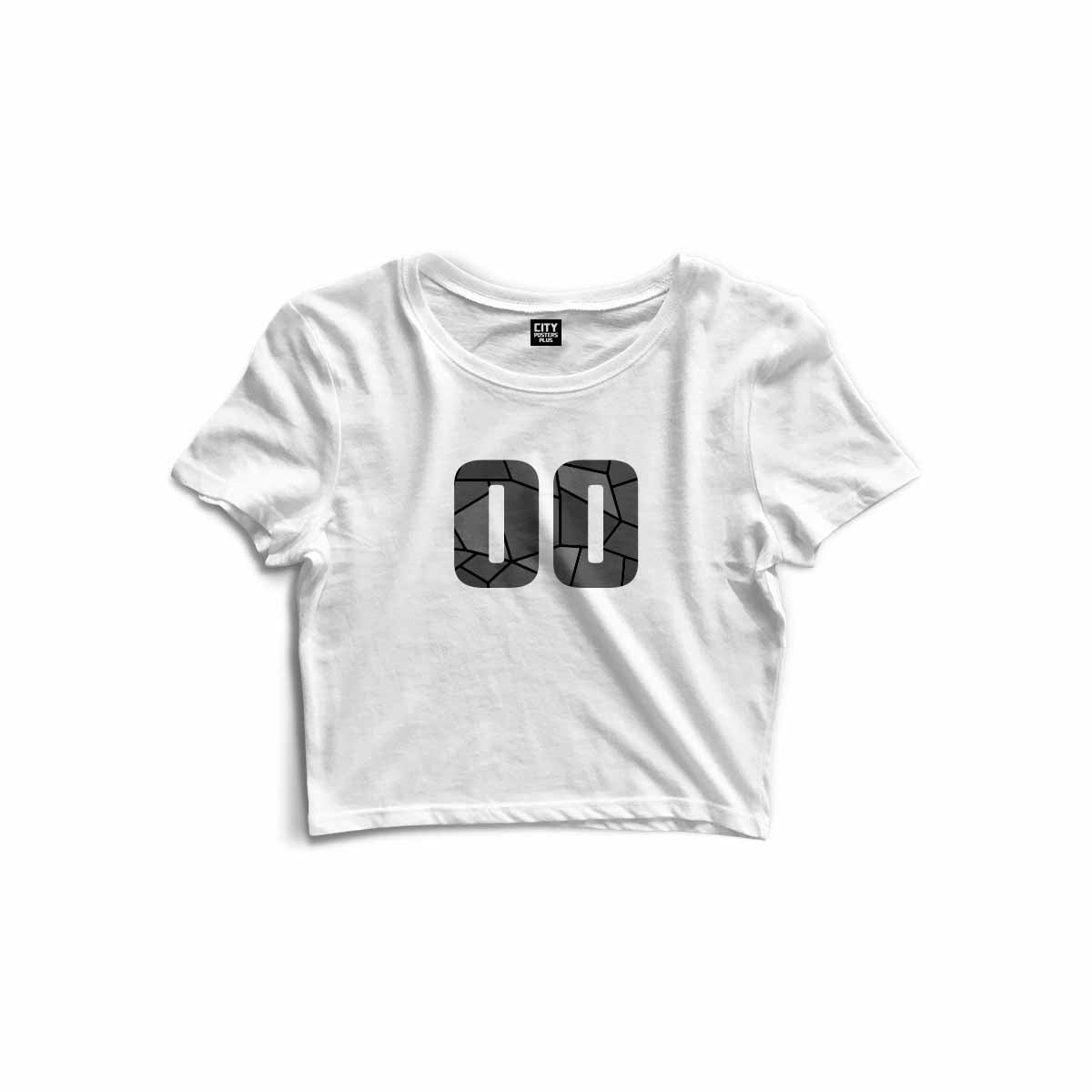 00 Number Women Crop Top (White)