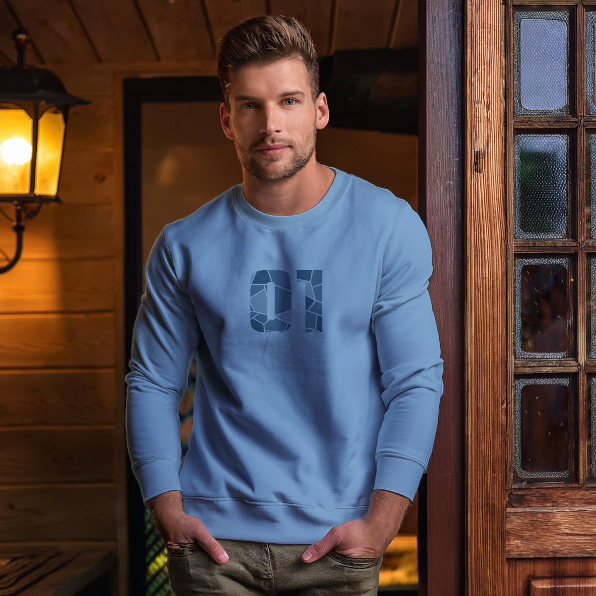 01 Number Unisex Sweatshirt (Baby Blue)