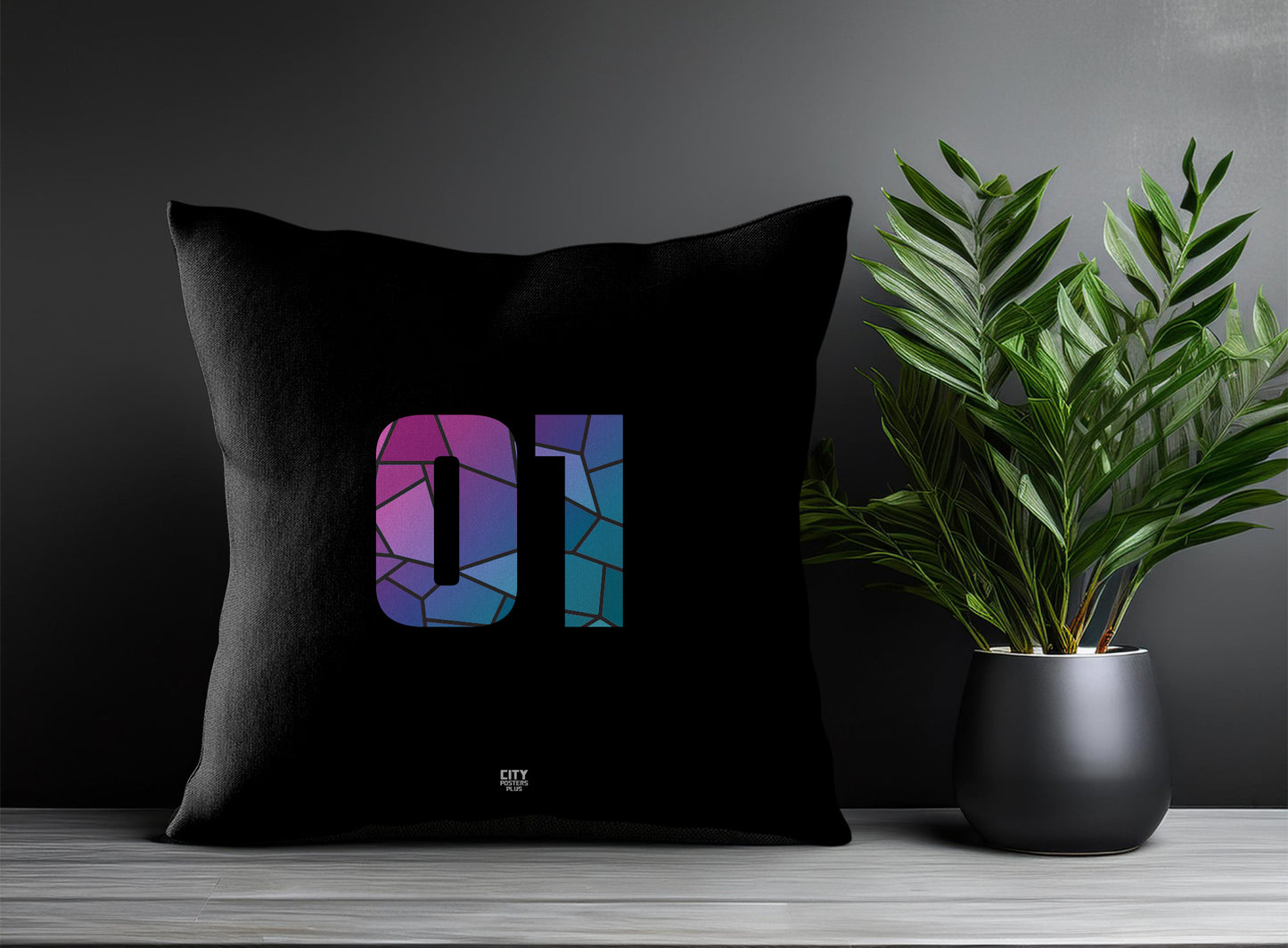 01 Number Pillow Case (Black)