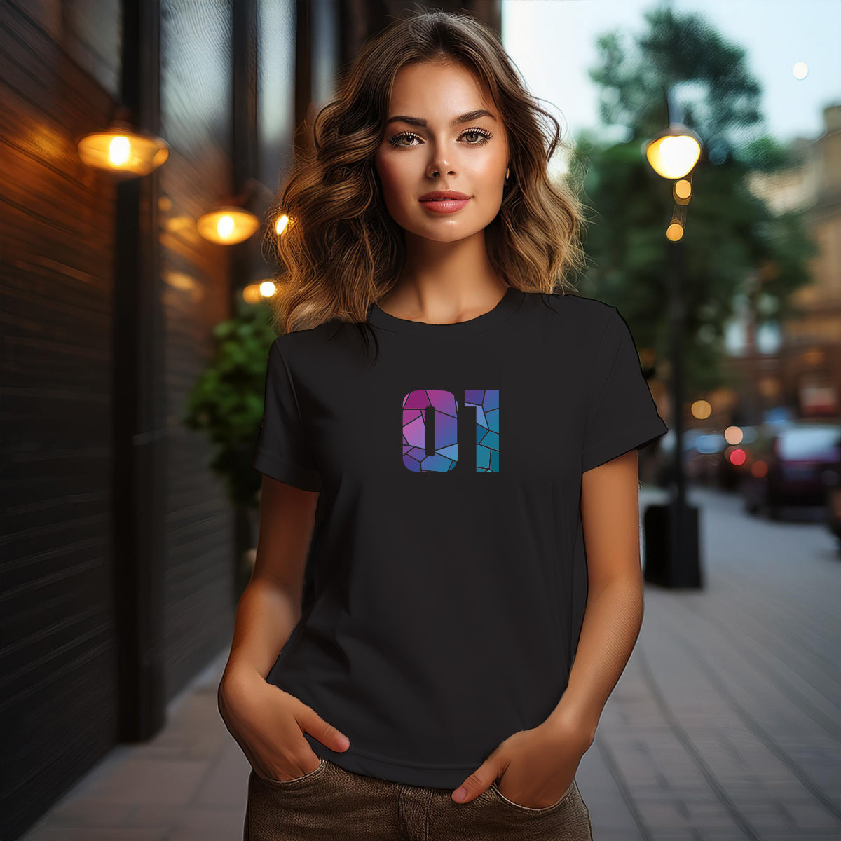 01 Number Women's T-Shirt (Black)