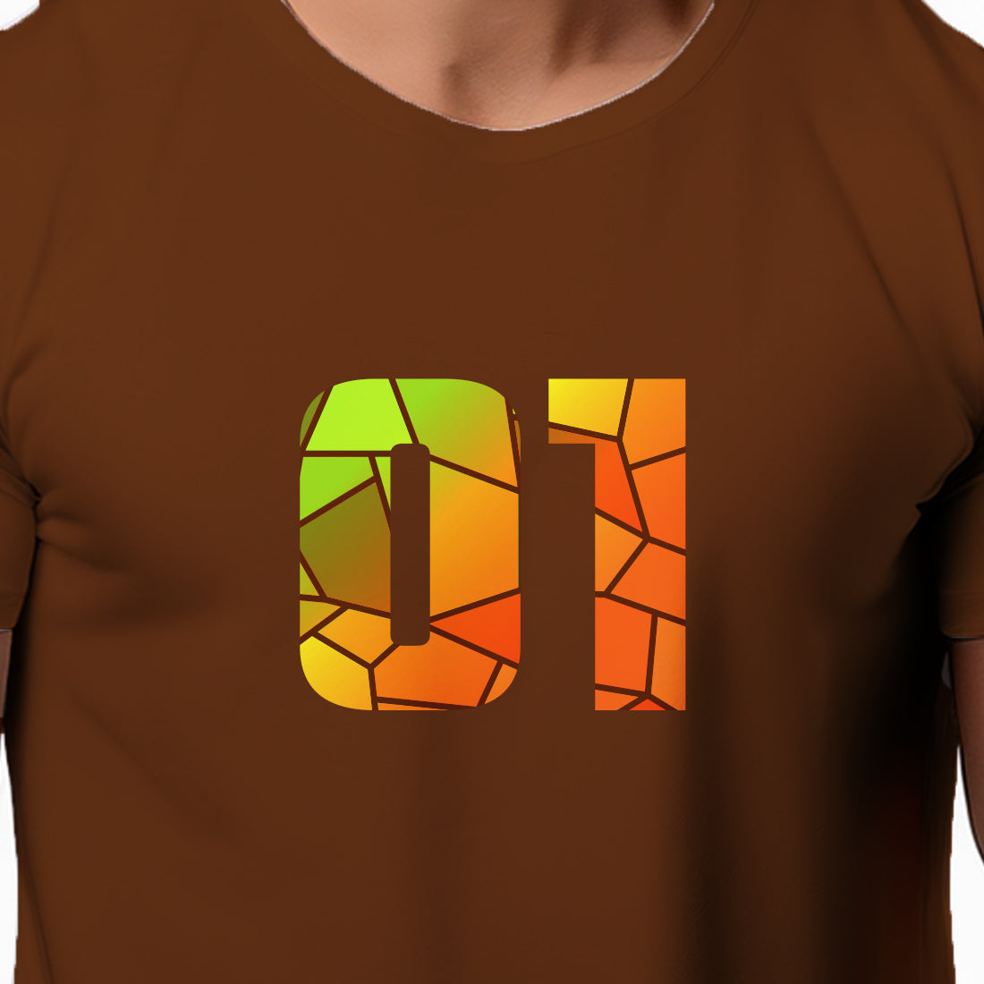 01 Number Men Unisex T-Shirt (Brown)