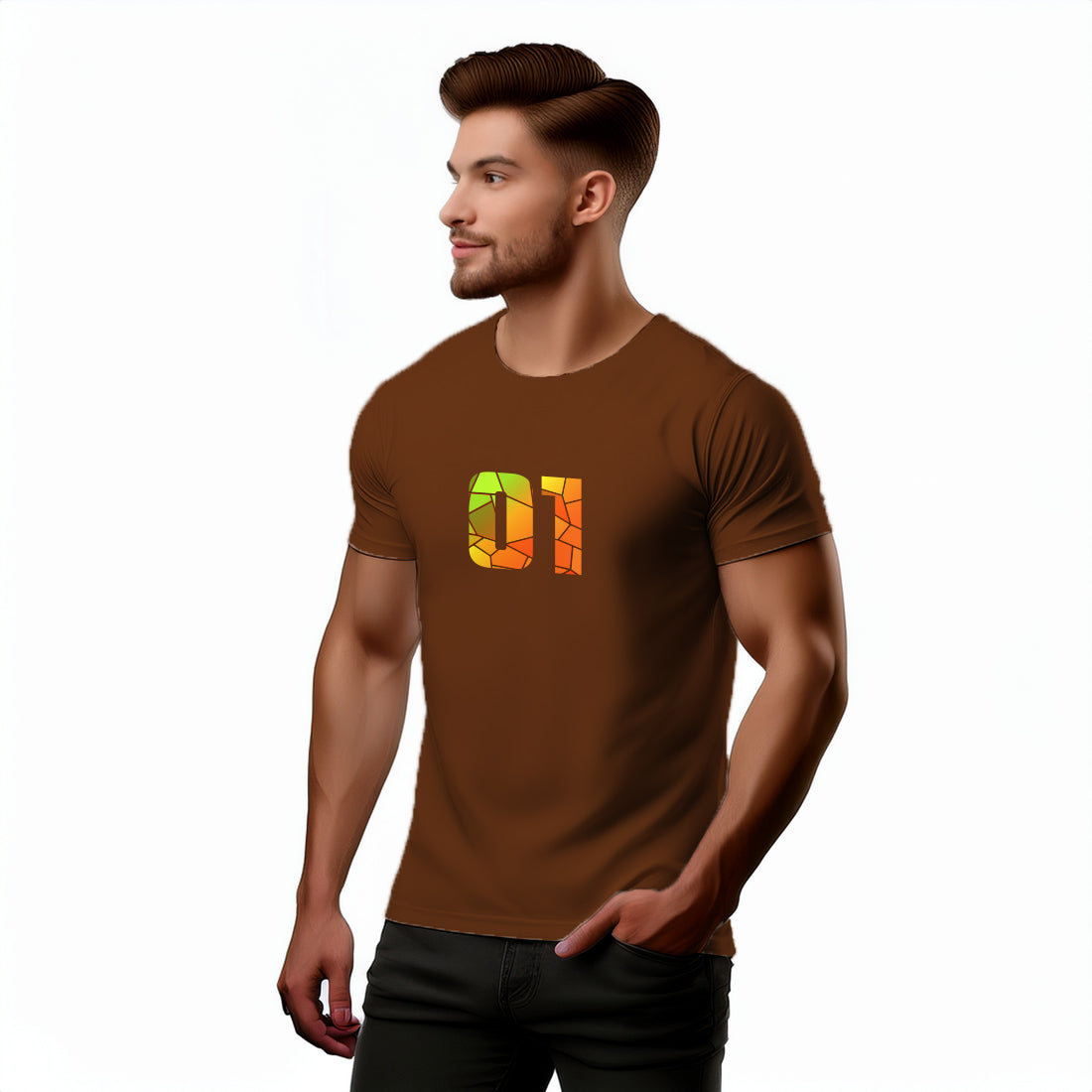 01 Number Men Unisex T-Shirt (Brown)