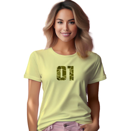 01 Number Women T-Shirt (Butter Yellow) | Stylish Numeric Graphic Tee