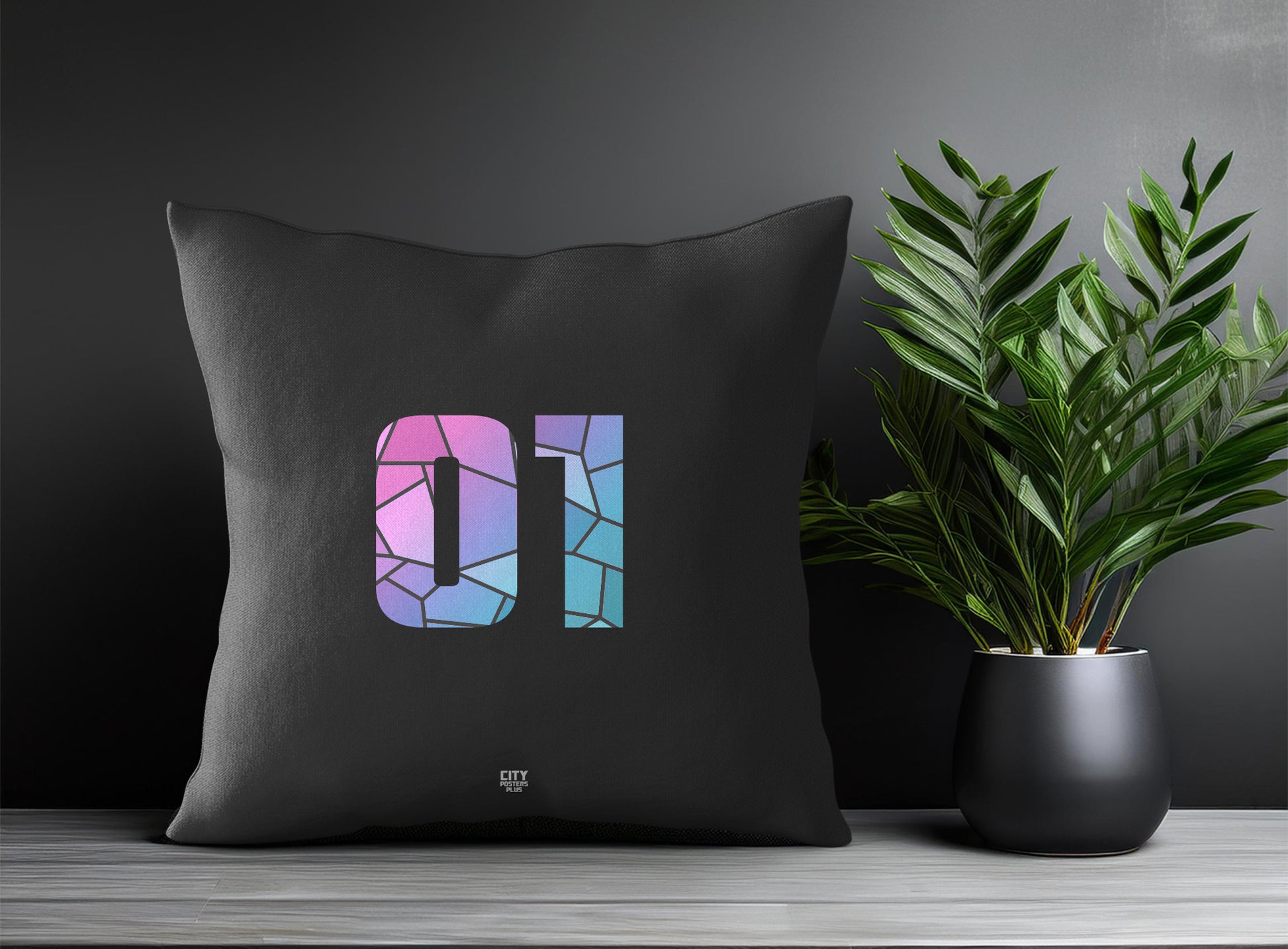 01 Number Pillow Case (Charcoal Grey)