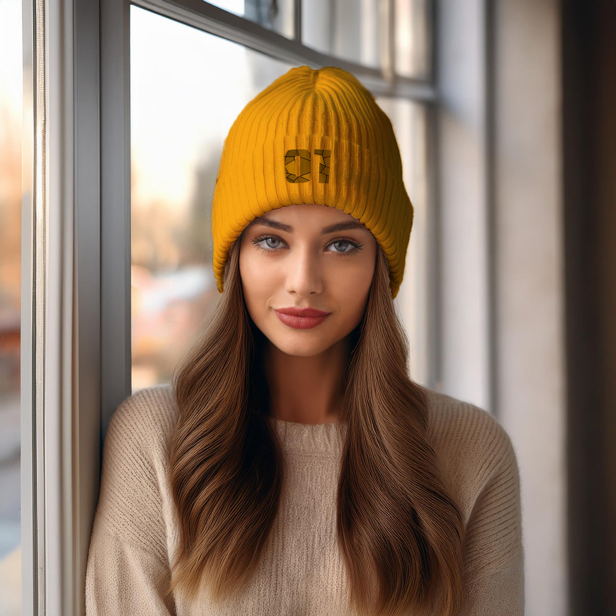 01 Number Cuffed Beanie (Gold)