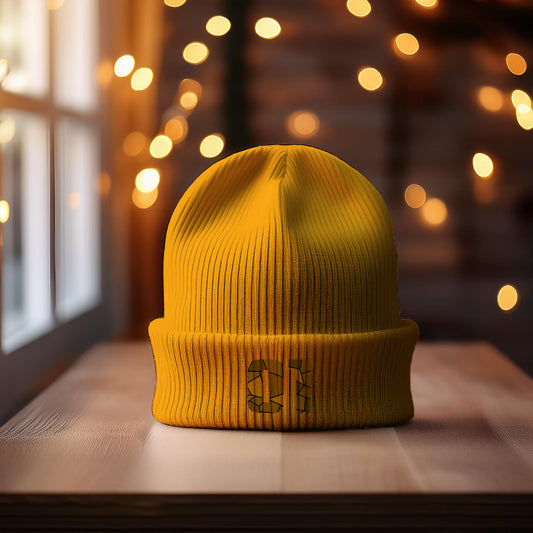 01 Number Cuffed Beanie (Gold)