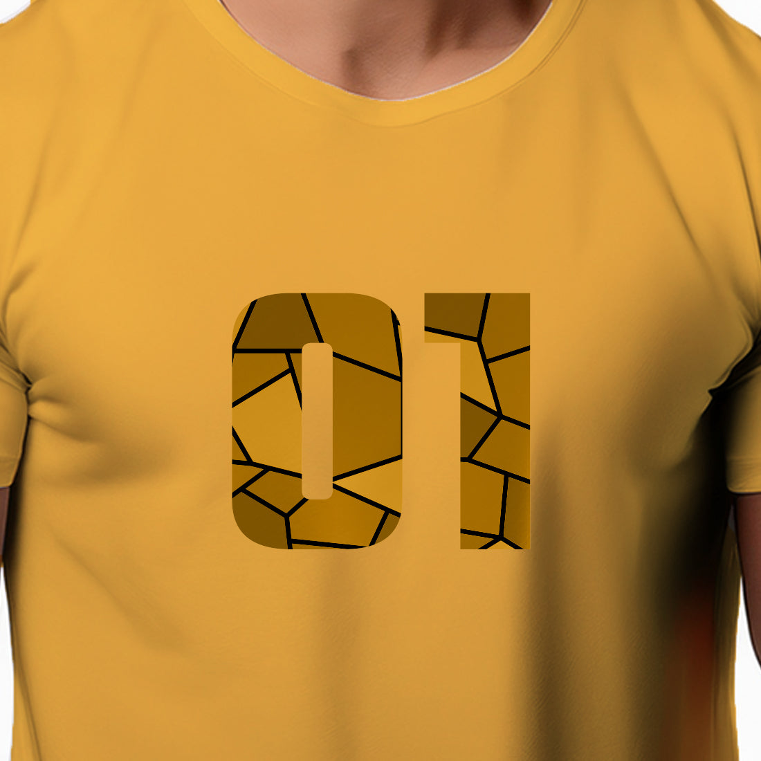 01 Number Men Unisex T-Shirt (Golden Yellow)