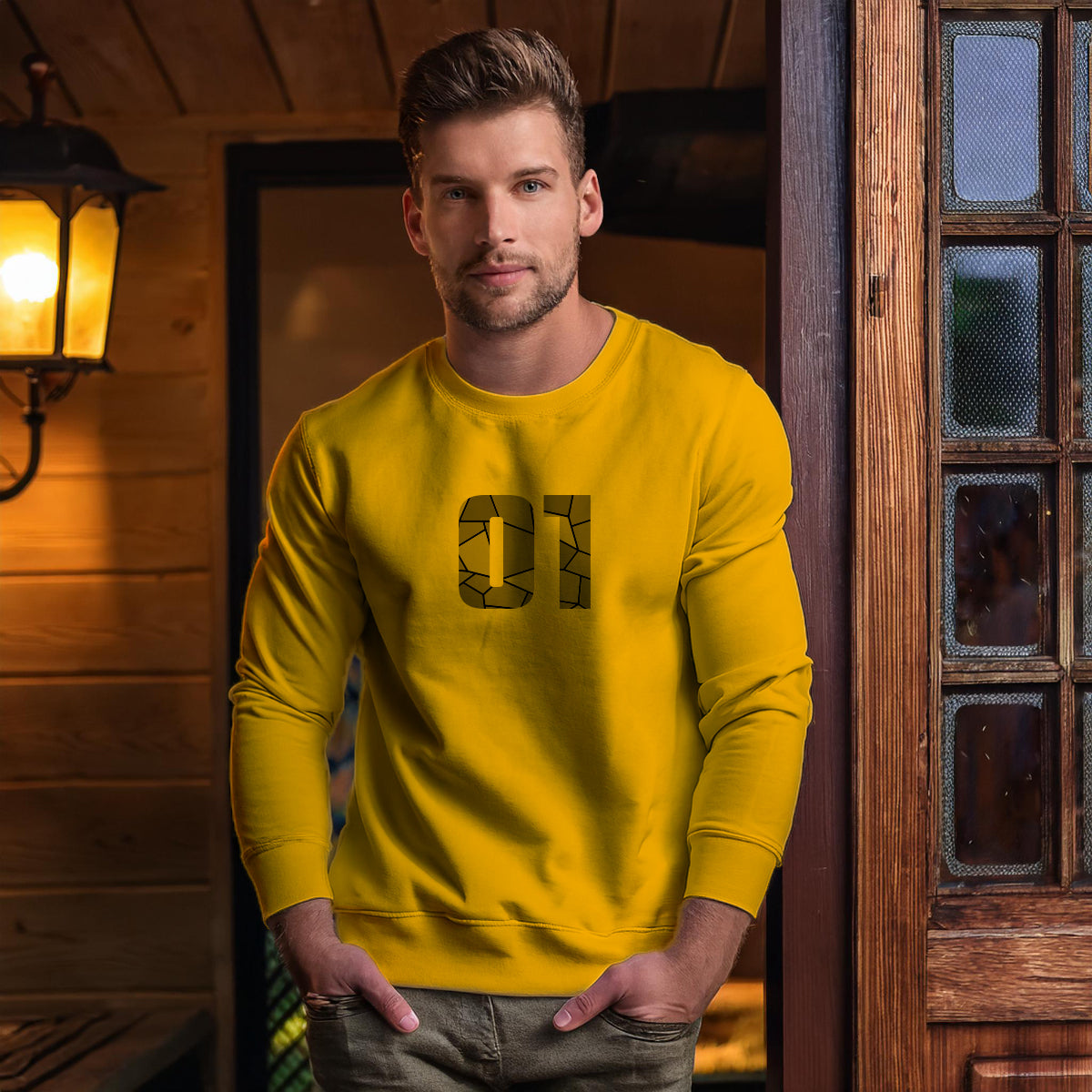 01 Number Unisex Sweatshirt (Golden Yellow)