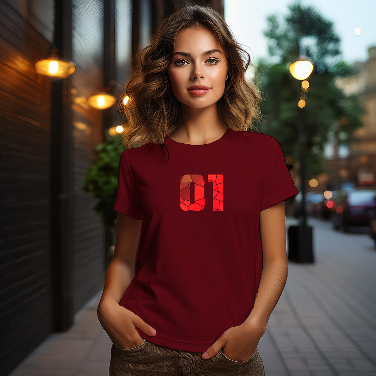 01 Number Women's T-Shirt (Maroon)