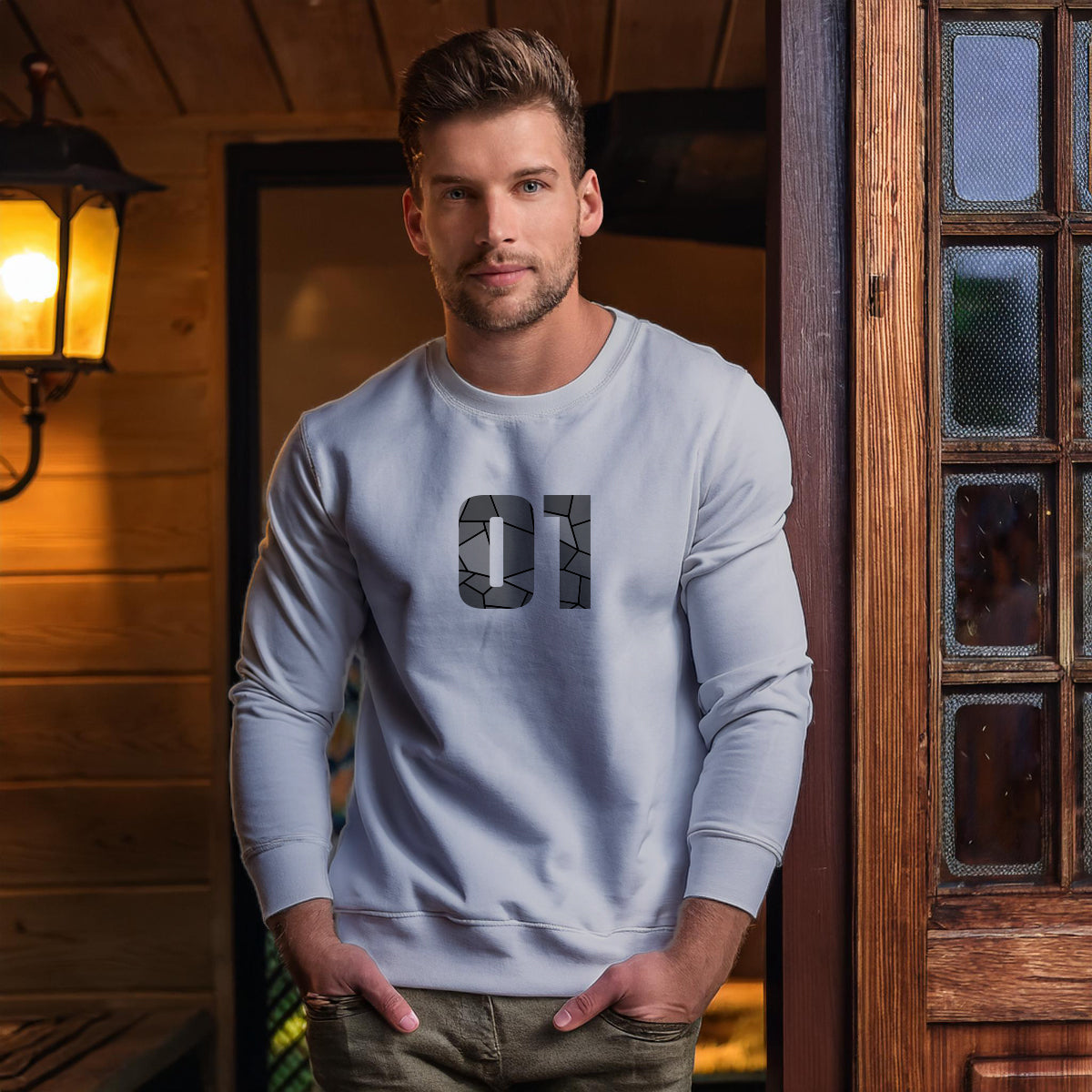 01 Number Unisex Sweatshirt (Melange Grey)