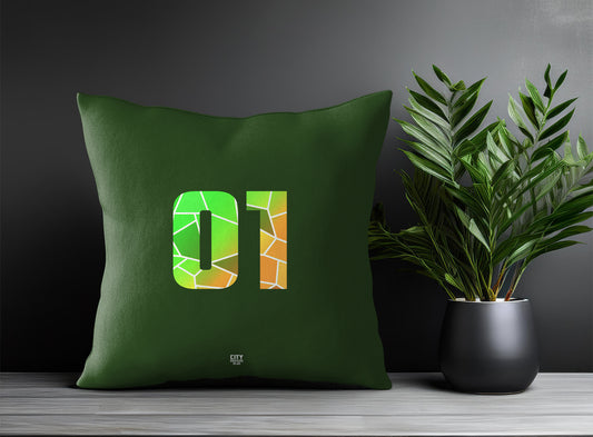 01 Number Pillow Case and Pillow Throw (Olive Green)