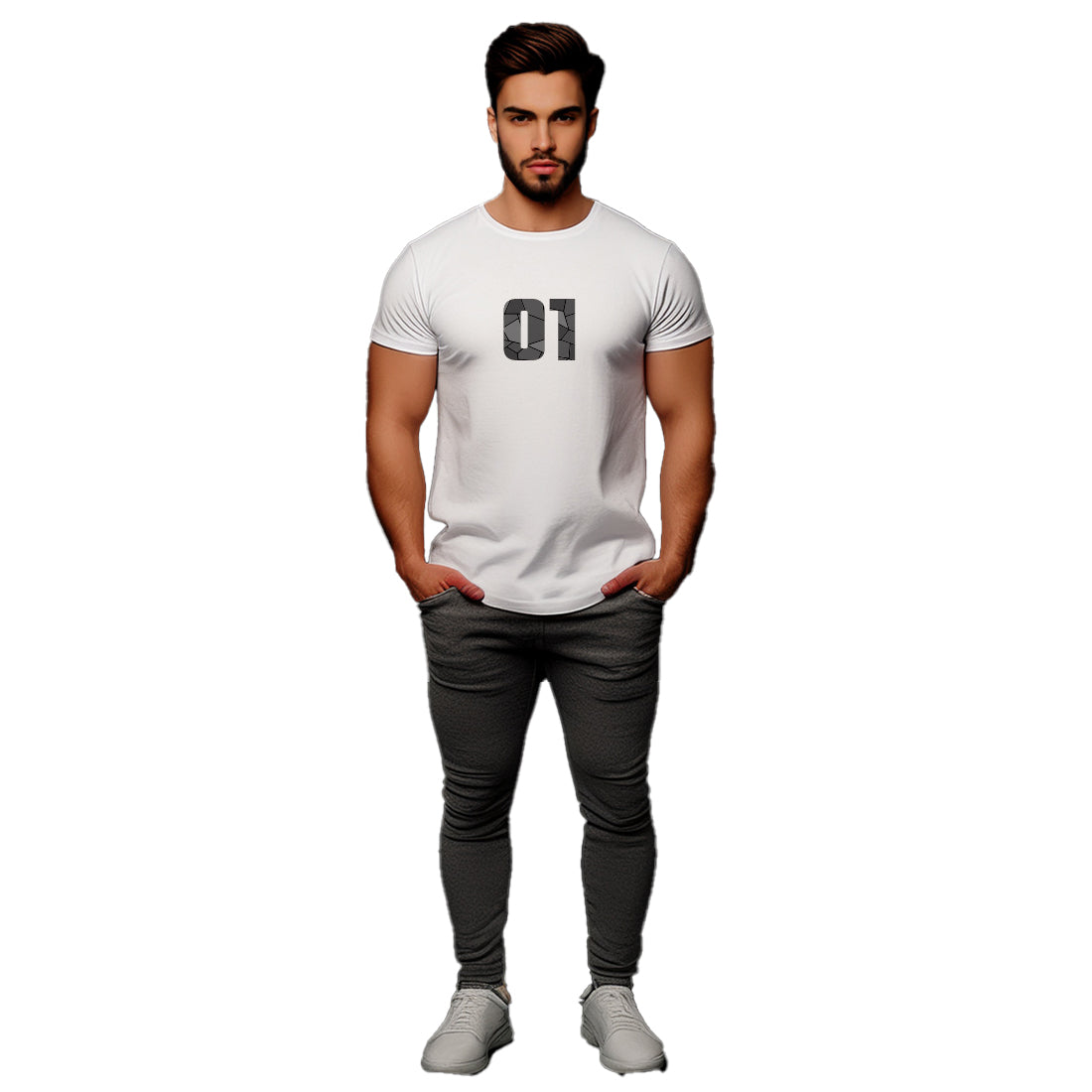 01 Number Men Unisex T-Shirt (White)