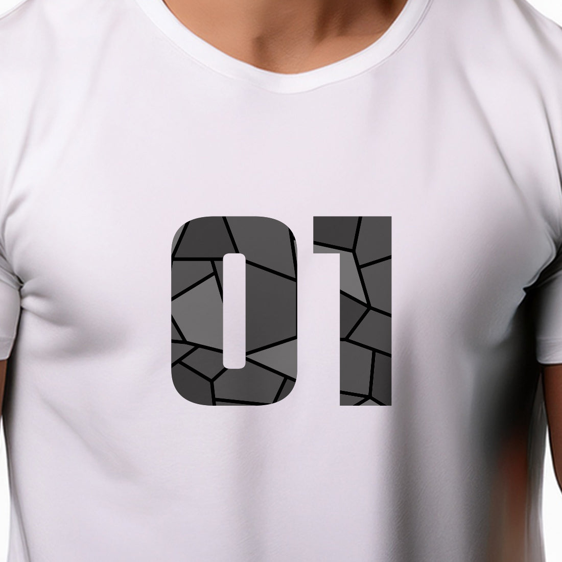 01 Number Men Unisex T-Shirt (White)