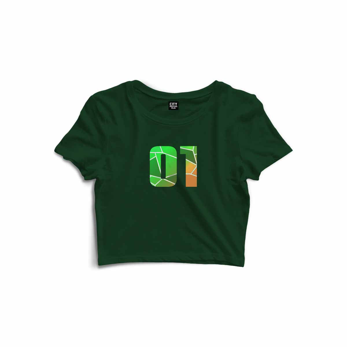 01 Number Women Crop Top (Olive Green)