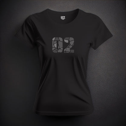 02 Number Women T-Shirt (Black) | Stylish Numeric Graphic Tee