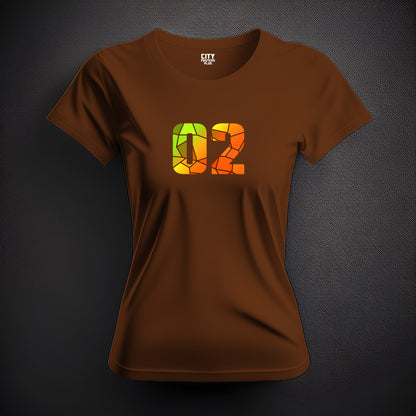 02 Number Women T-Shirt (Brown) | Stylish Numeric Graphic Tee