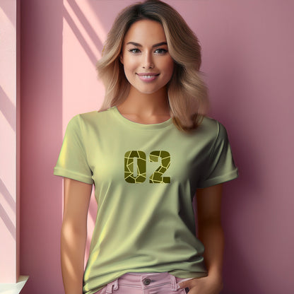 02 Number Women T-Shirt (Butter Yellow) | Stylish Numeric Graphic Tee