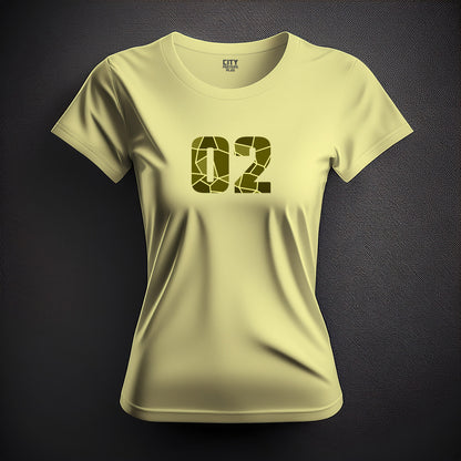 02 Number Women T-Shirt (Butter Yellow) | Stylish Numeric Graphic Tee