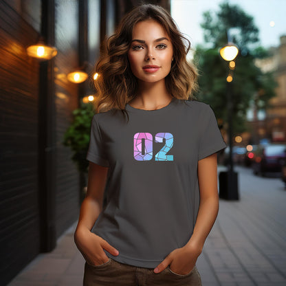 02 Number Women T-Shirt (Charcoal Grey) | Stylish Numeric Graphic Tee