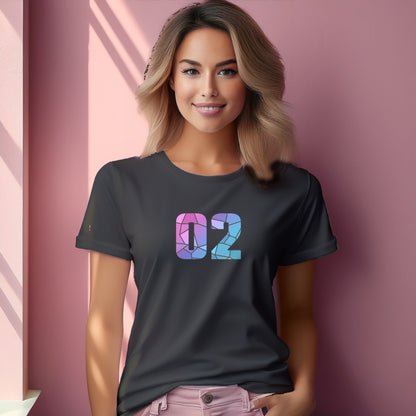 02 Number Women T-Shirt (Charcoal Grey) | Stylish Numeric Graphic Tee