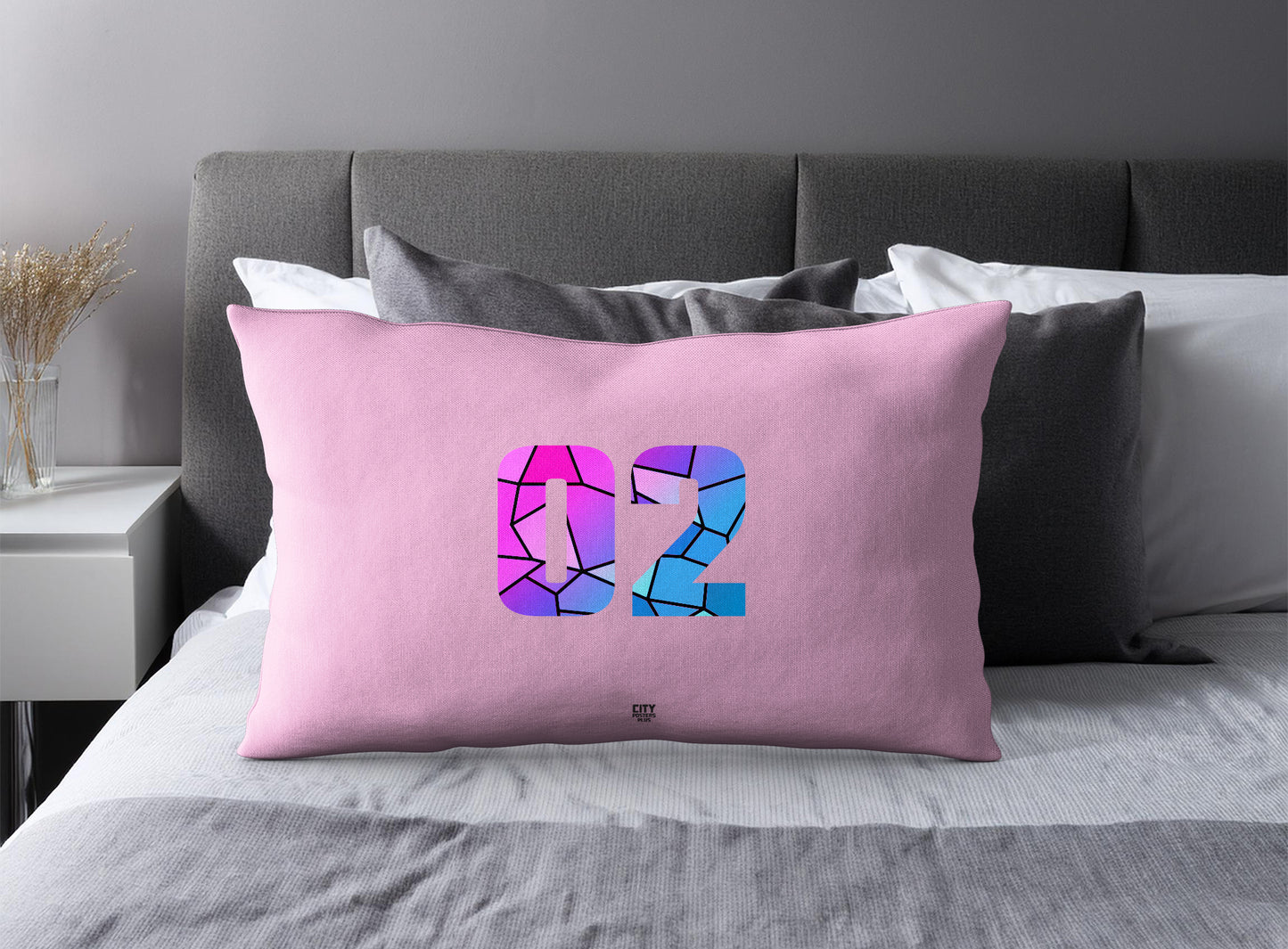 02 Number Pillow Case (Light Pink)