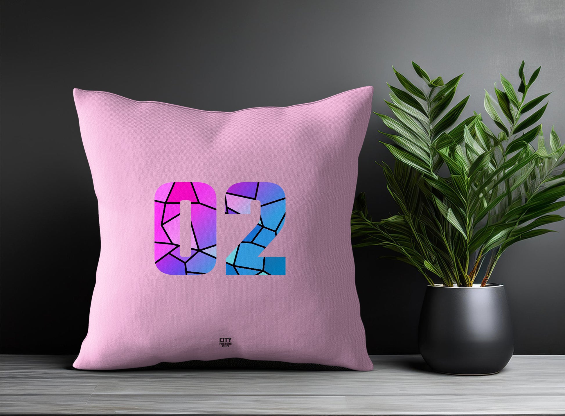 02 Number Pillow Case (Light Pink)