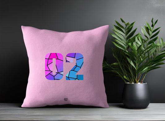02 Number Pillow Case and Pillow Throw (Light Pink)