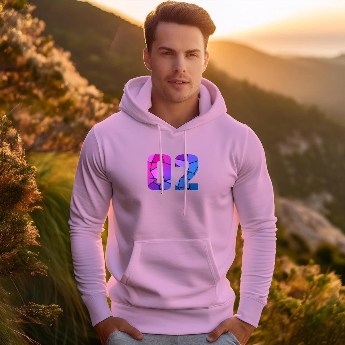 02 Number Unisex Hoodie (Light Pink)