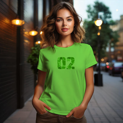 02 Number Women T-Shirt (Liril Green) | Stylish Numeric Graphic Tee