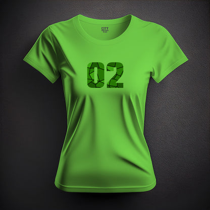 02 Number Women T-Shirt (Liril Green) | Stylish Numeric Graphic Tee