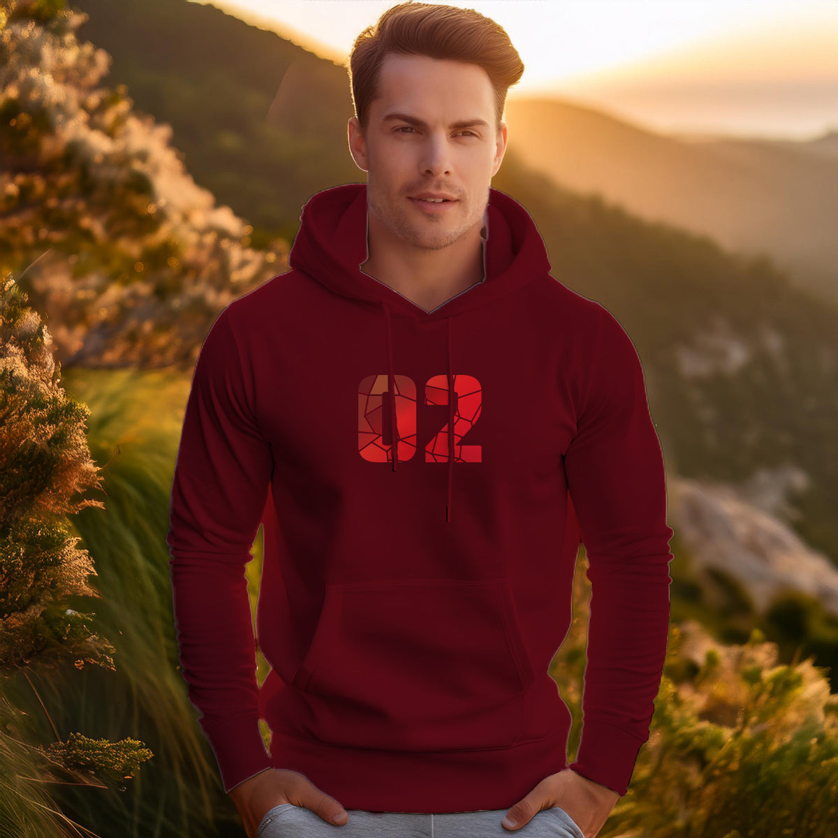 02 Number Unisex Hoodie (Maroon)