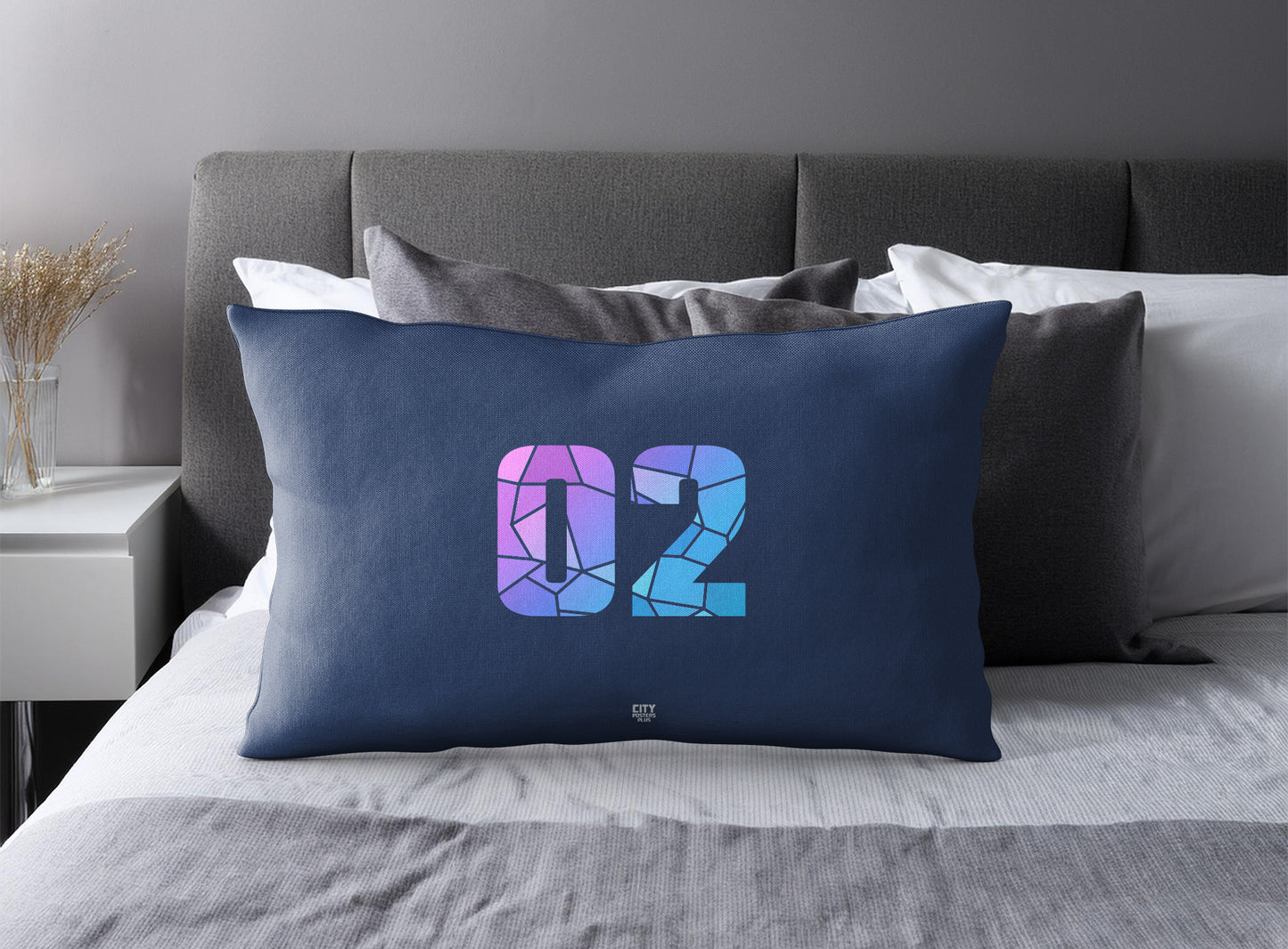 02 Number Square & Rectangle Pillow Cases | Modern Numeric Throw Pillow Covers | Print Deliver Plus by City Posters Plus