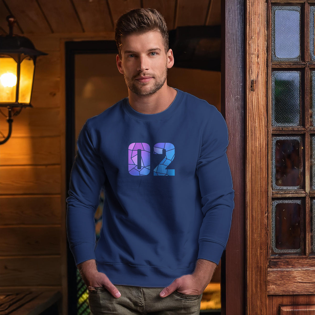 02 Number Unisex Sweatshirt (Navy Blue)