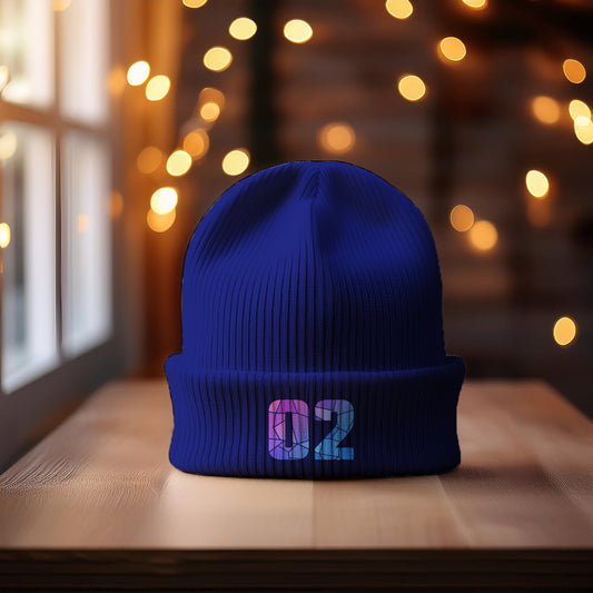 02 Number Cuffed Beanie (Royal)