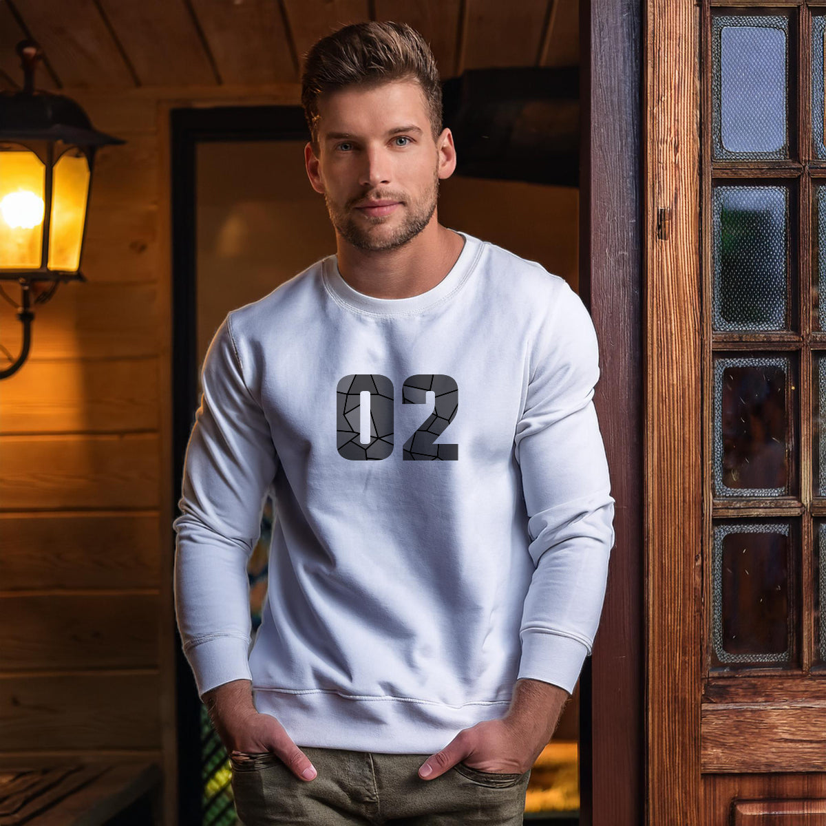 02 Number Unisex Sweatshirt (White)