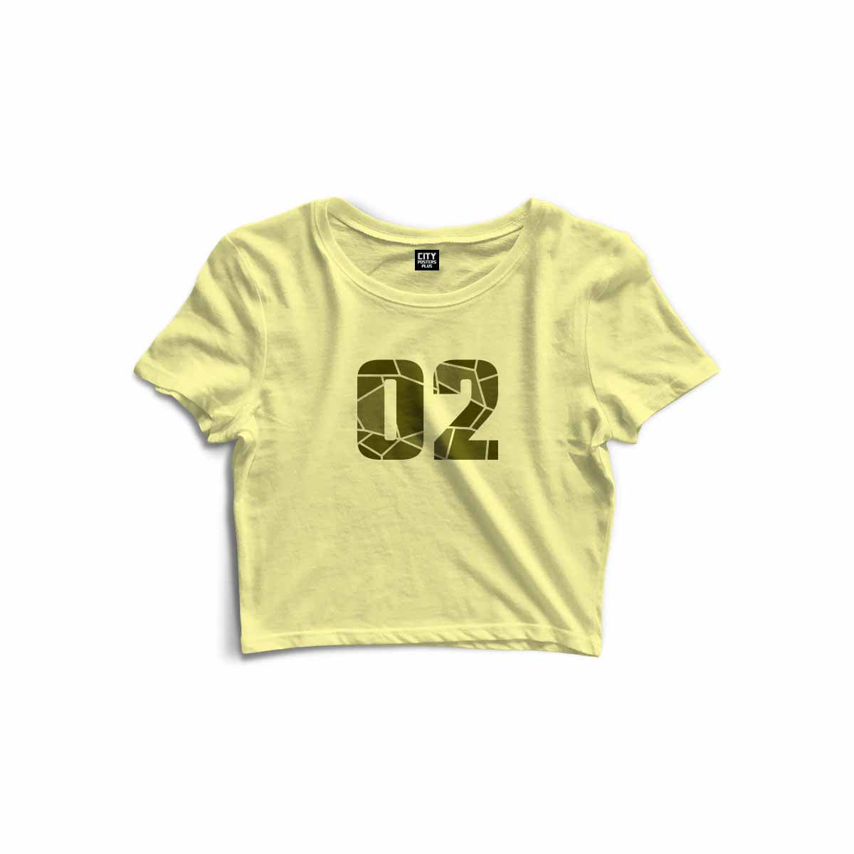 02 Number Women Crop Top (Butter Yellow)