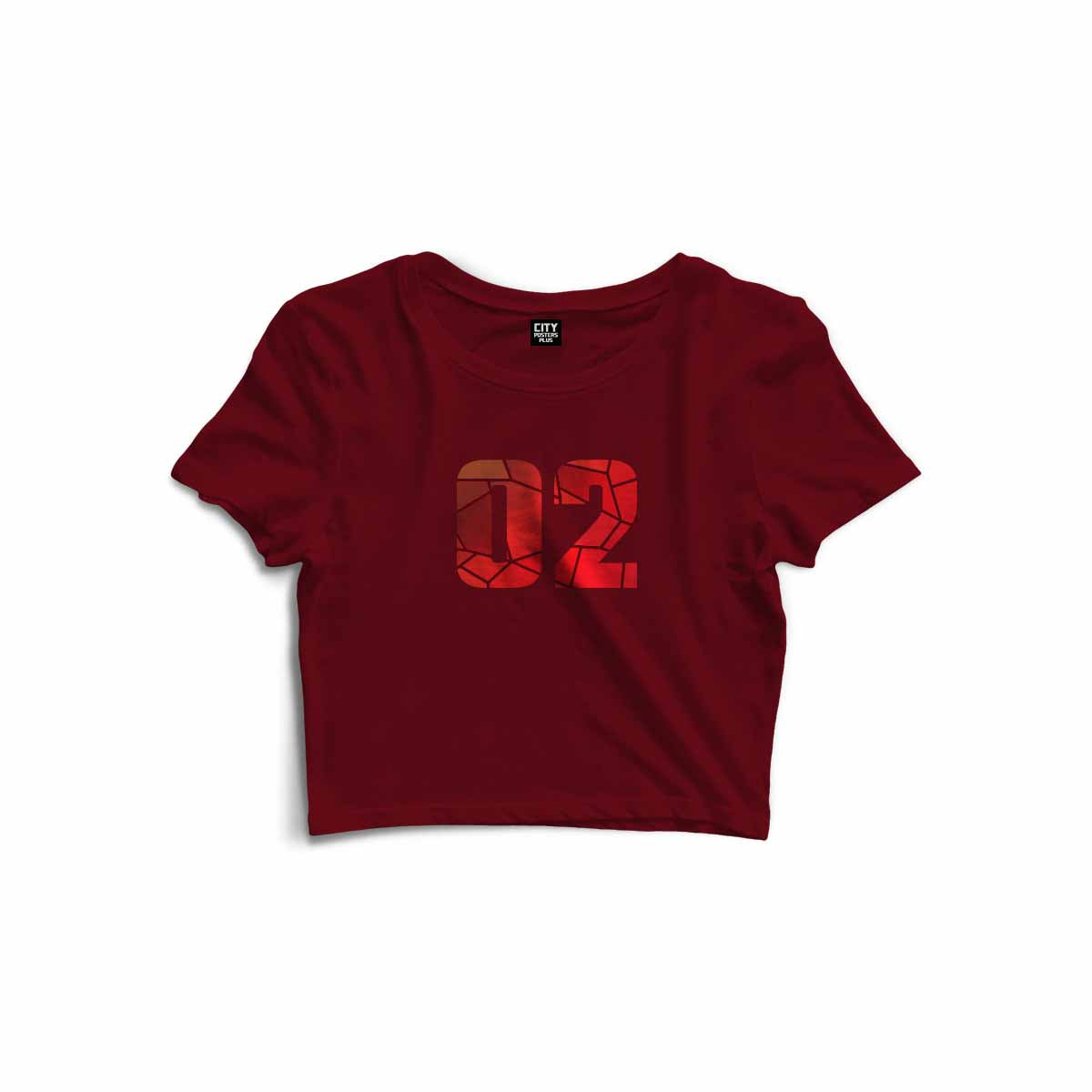 02 Number Women Crop Top (Maroon)